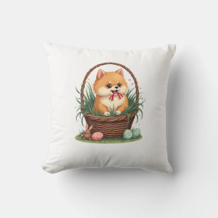 Gomi's Easter Mess Vintage Cute Easter Dog Vector  Throw Pillow