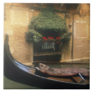 Gondola and Restaurant, Venice, Veneto, Italy Ceramic Tile