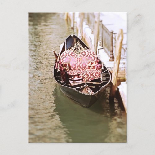 Gondola boat photograph Venice Italy travel Postcard