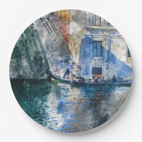 Gondola in the Grand Canal of Venice Italy Paper Plates