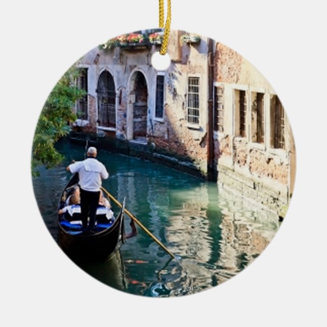 Gondola in Venice Italy Ceramic Ornament (Front)