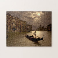 Gondola on Grand Canal by Moonlight Venice Italy Jigsaw Puzzle