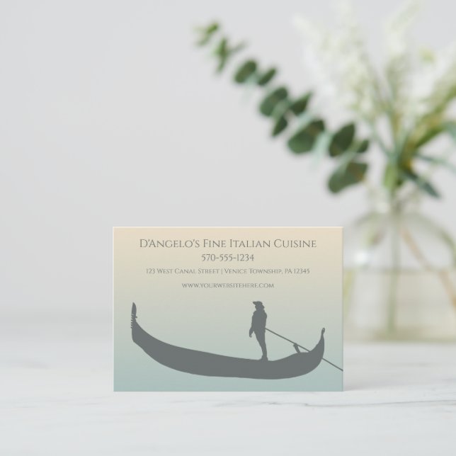 Gondola Silhouette Italian Restaurant or Travel Business Card (Standing Front)