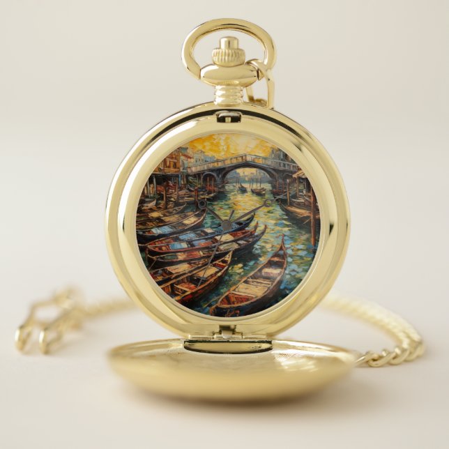 Gondola Sunset Heirloom Timepiece Pocket Watch (Inside)