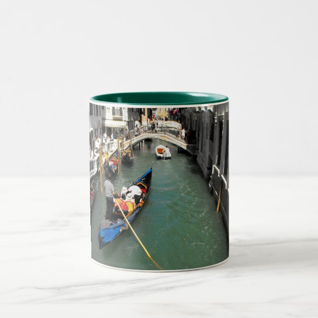 Gondolas and tourists in Venice Two-Tone Coffee Mug (Center)