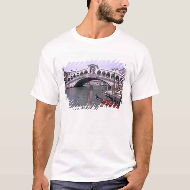 Gondolas and tourists near the Rialto Bridge T-Shirt (Front)