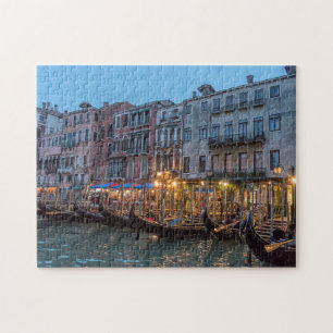 Gondolas at Dusk Photo Venice Italy Jigsaw Puzzle