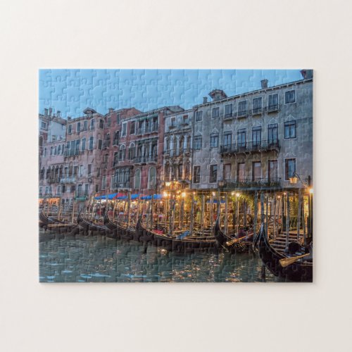Gondolas at Dusk Photo  Venice Italy Jigsaw Puzzle