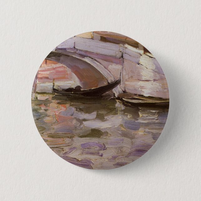 Gondolas by John Singer Sargent, Impressionism Art Button (Front)