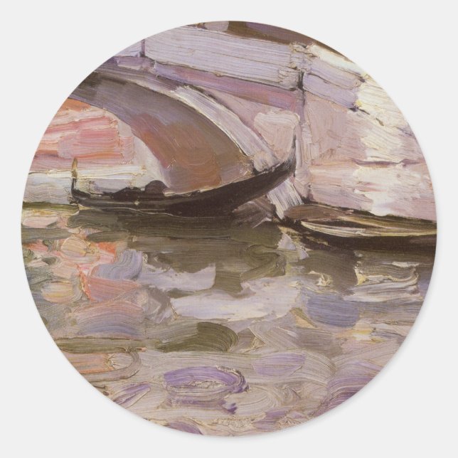 Gondolas by John Singer Sargent, Impressionism Art Classic Round Sticker (Front)