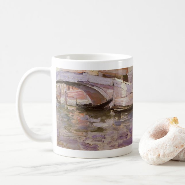 Gondolas by John Singer Sargent, Impressionism Art Coffee Mug (With Donut)