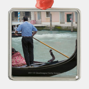 Gondolas in Venice canal Metal Ornament
