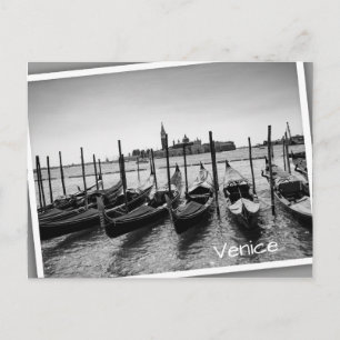 Gondolas in Venice in black and white Postcard