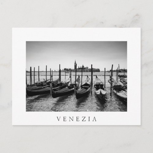 Gondolas in Venice in black and white Postcard