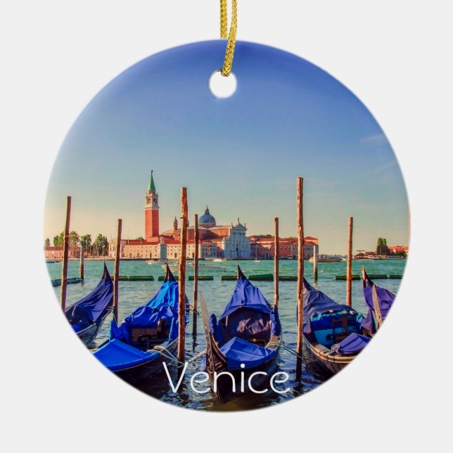 Gondolas in Venice, Italy Ceramic Ornament (Front)