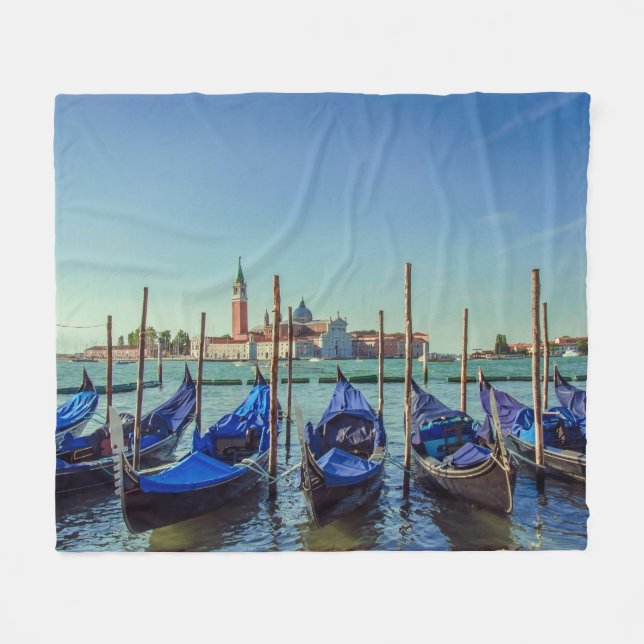 Gondolas in Venice, Italy Fleece Blanket (Front (Horizontal))