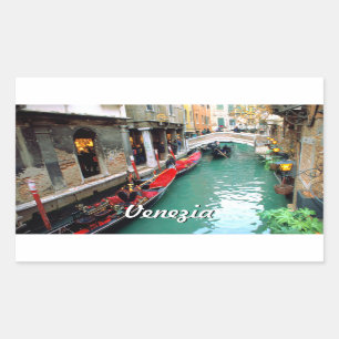 Gondolas On A Small Canal In Venice Rectangular Sticker