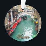 Gondolas on a Venetian canal Ornament<br><div class="desc">Beautiful gondolas floating peacefully on a small Venetian canal.</div>
