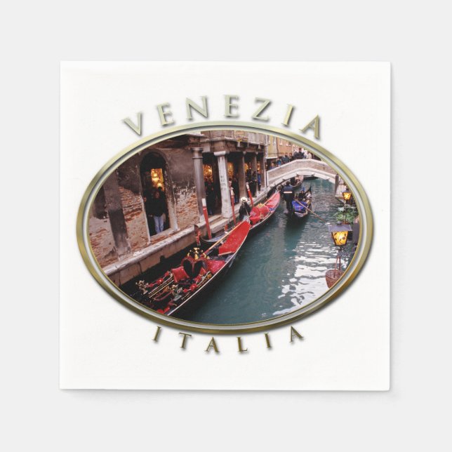 Gondolas on a Venetian canal Paper Napkins (Front)