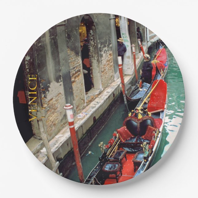 Gondolas on a Venetian canal Paper Plates (Front)