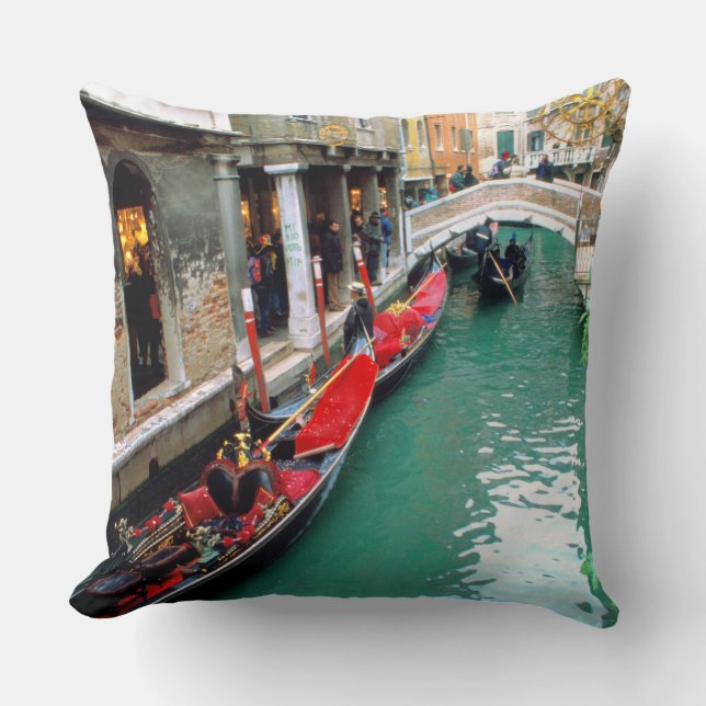Gondolas on a Venetian canal Throw Pillow (Front)