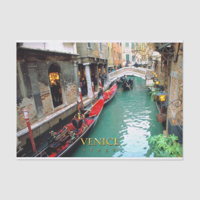 Gondolas on a Venetian canal Tissue Paper (Front)