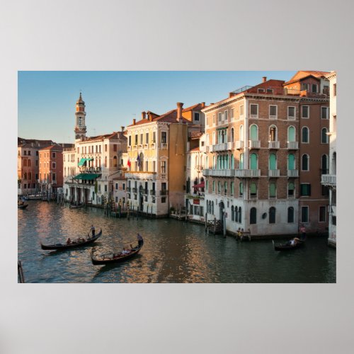Gondolas on canal Venice Italy Poster