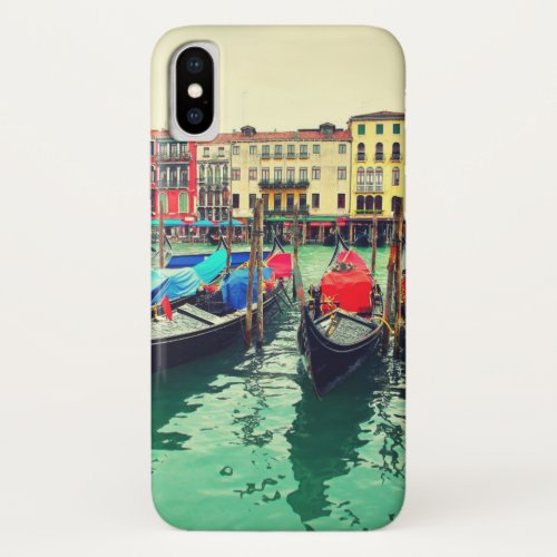 Gondolas On Grand Canal Venice Italy Retro iPhone X Case