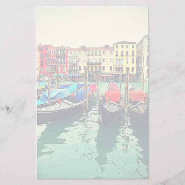 Gondolas On Grand Canal, Venice, Italy. Retro Stationery (Front)