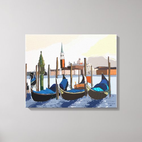 Gondolas Tethered by St Marks Square Venice Canvas Print