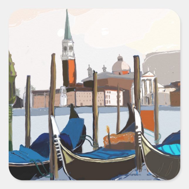 Gondolas tethered by St Marks Square Venice Sticker (Front)