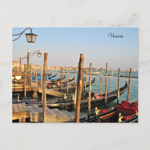 Gondolas Venice Italy Photography Postcard