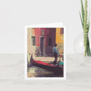 "Gondolier & Accordian Player in Venice" Card
