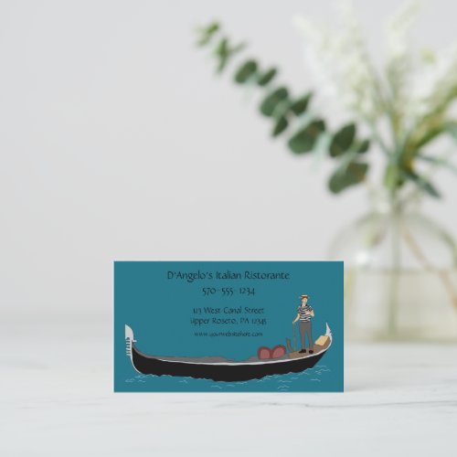 Gondolier and Gondola Italian Restaurant Business Card