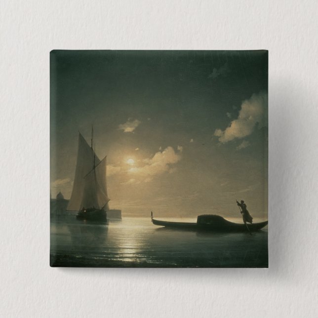 Gondolier at Sea by Night, 1843 Pinback Button (Front)