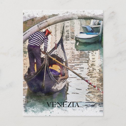 Gondolier Grand Canal Venice Italy Design Postcard