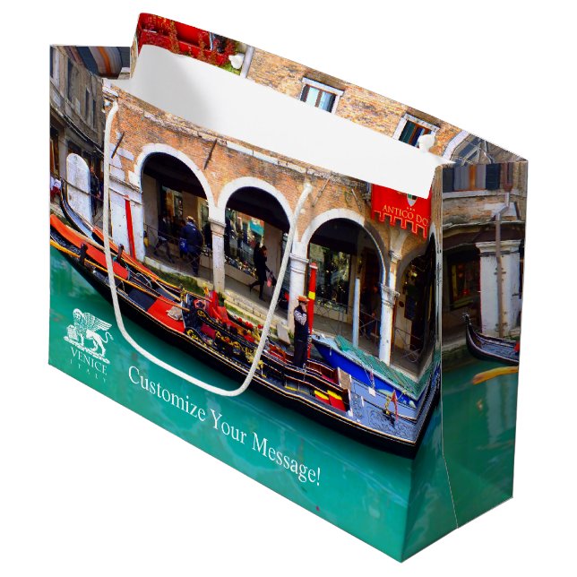 Gondolier in Cannaregio Large Gift Bag (Front Angled)