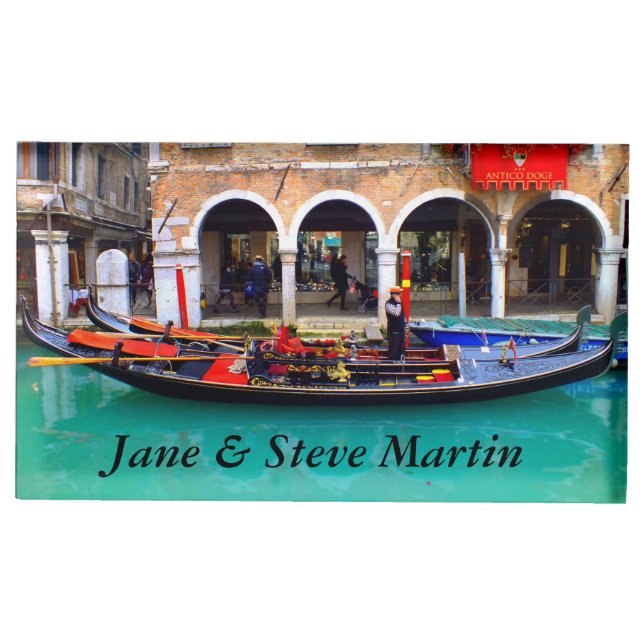 Gondolier in Cannaregio Table Card Holder (Front)
