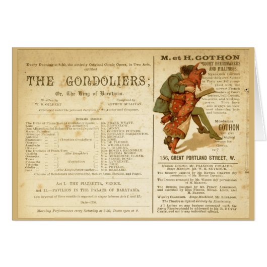 Gondoliers Cast Cards (Front Horizontal)