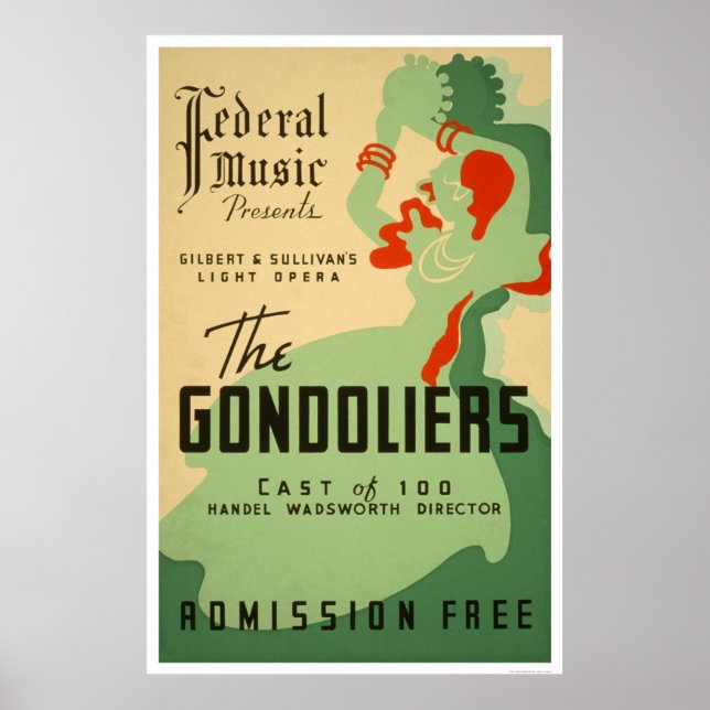 Gondoliers Opera 1937 WPA Poster (Front)