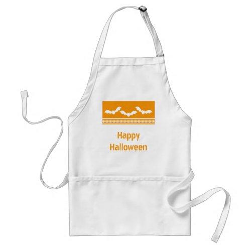 Gone Batty Halloween Apron Orange  White Adult Apron