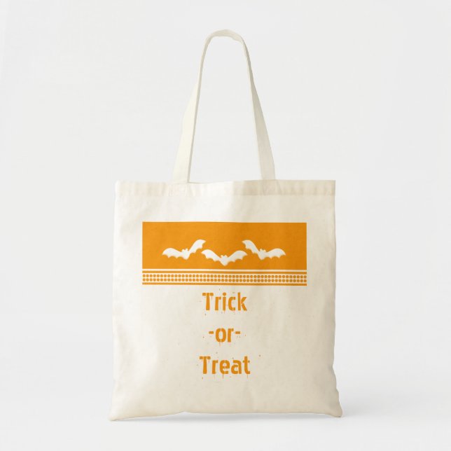Gone Batty Halloween Bag, Orange & White Tote Bag (Front)