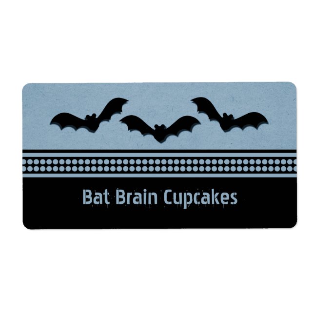 Gone Batty Halloween Baking Labels, Light Blue Label (Front)