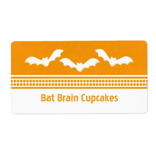 Gone Batty Halloween Baking Labels Orange  White Label