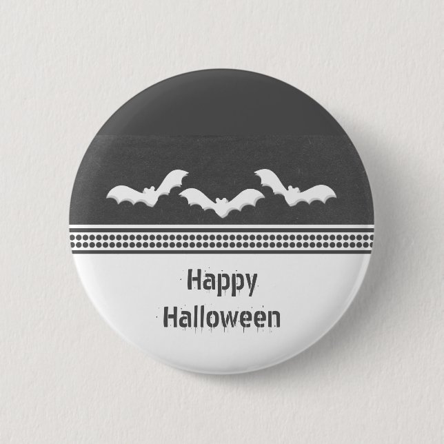 Gone Batty Halloween Button, Dark Gray Button (Front)