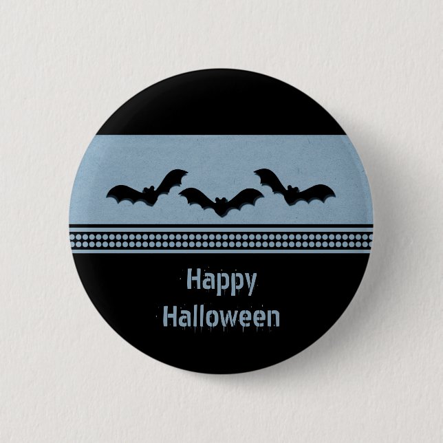 Gone Batty Halloween Button, Light Blue Button (Front)