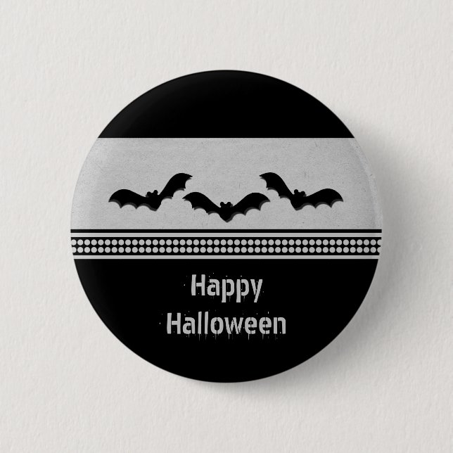 Gone Batty Halloween Button, Light Gray Pinback Button (Front)