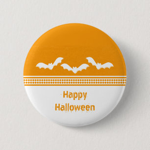 Gone Batty Halloween Button, Orange & White Pinback Button
