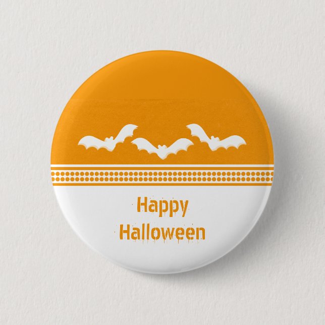 Gone Batty Halloween Button, Orange & White Pinback Button (Front)