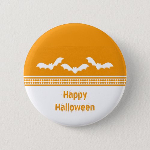 Gone Batty Halloween Button Orange  White Pinback Button